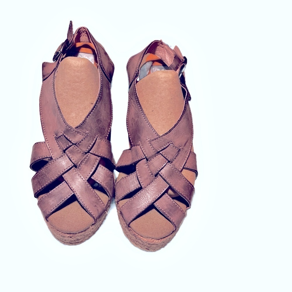 KANNA Taupe, leather wedges size EU 42